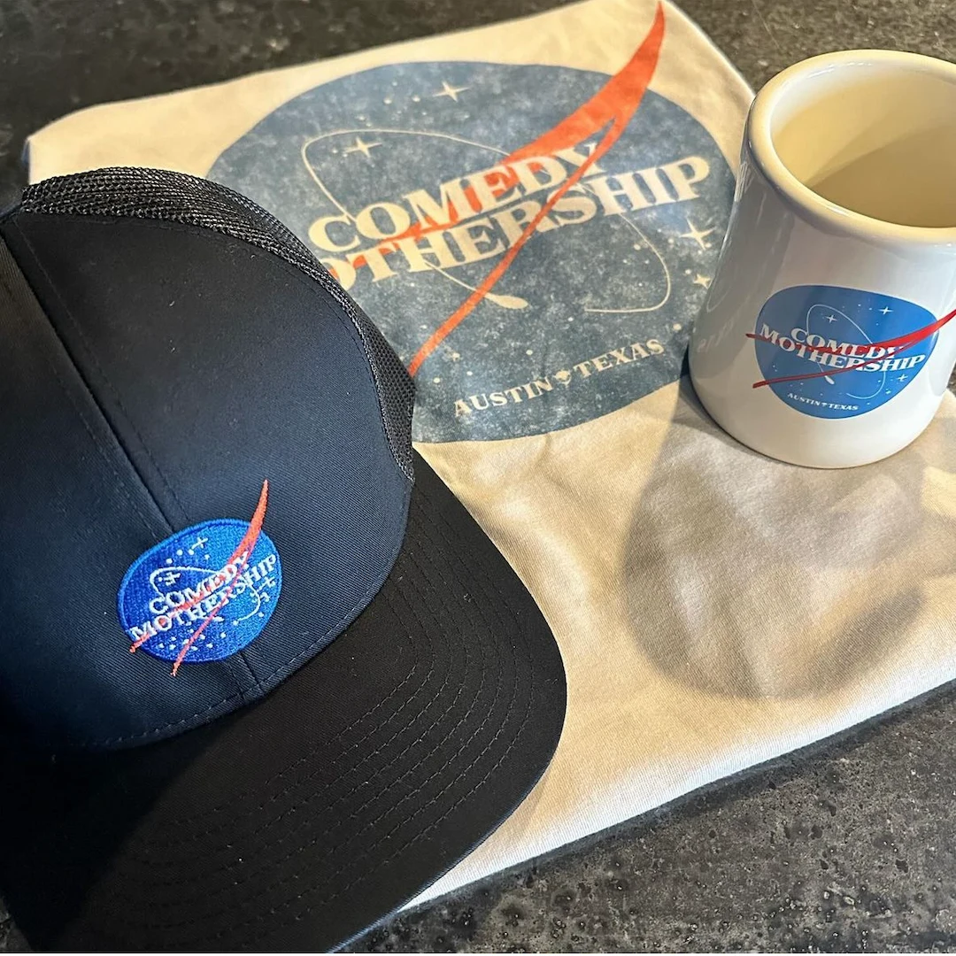 Comedy Mothership custom shirt and branded merchandise produced in Austin